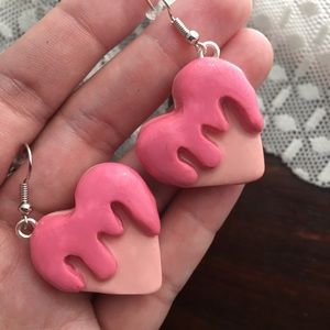 Pink Dripping Hearts Earrings